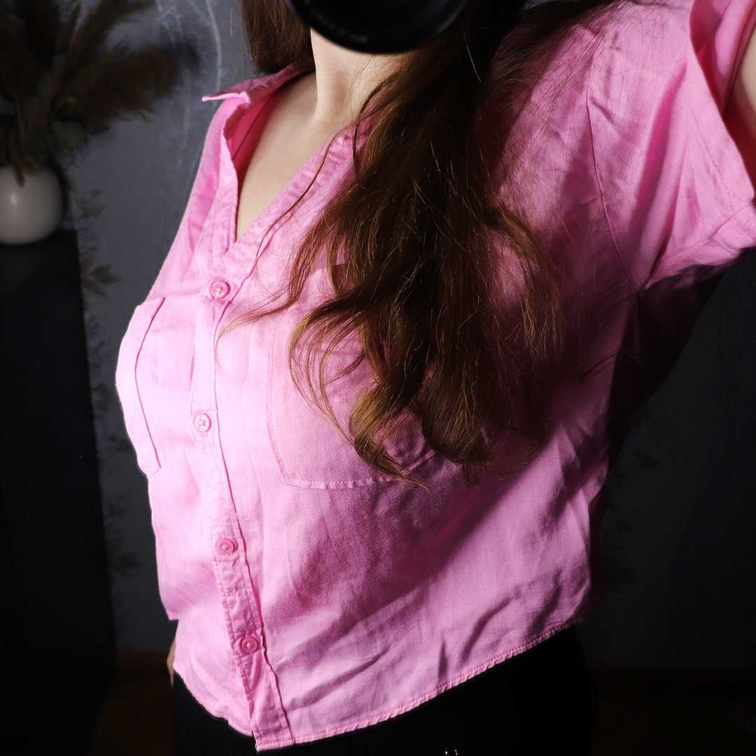 Нова рожева футболка-сорочка, не тягнеться, розмір 46