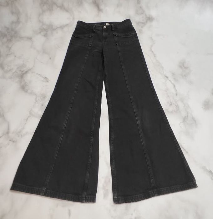 black neat flared bootcut jeans fashion archive y2k