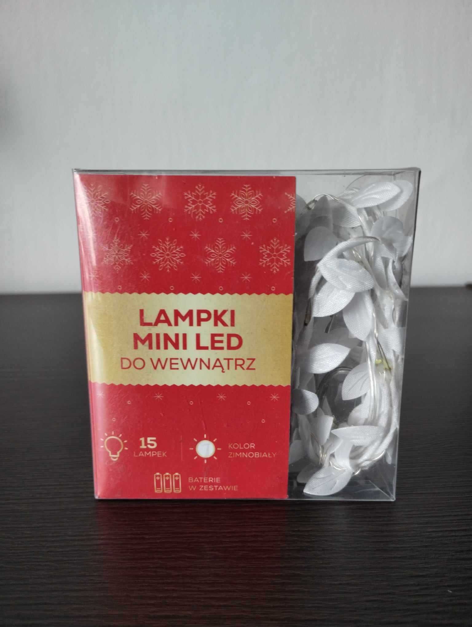Światełka lampki mini LED białe listki dekoracja