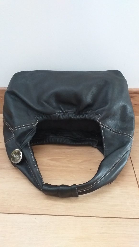 FURLA MAŁA oryginalna skóra naturalna skórzana torebka baguette czarna