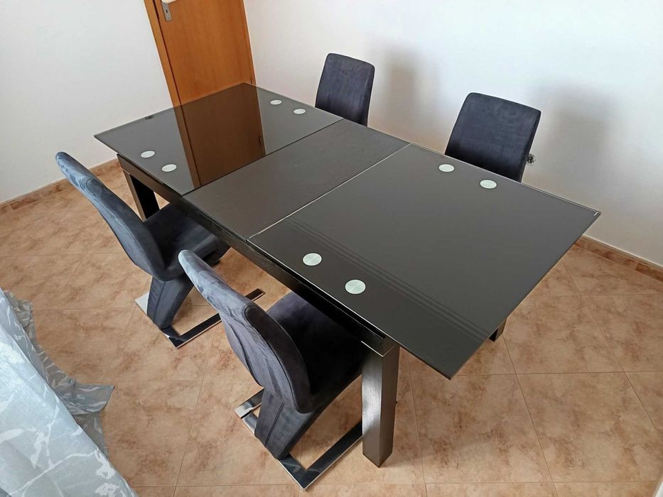 Mesa Sala Jantar - Vidro Temperado - Inclui 4 Cadeiras - Como NOVO