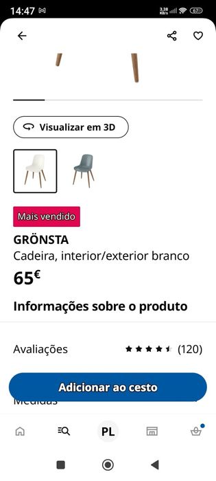 Conjunto de 4 cadeiras com 3 meses