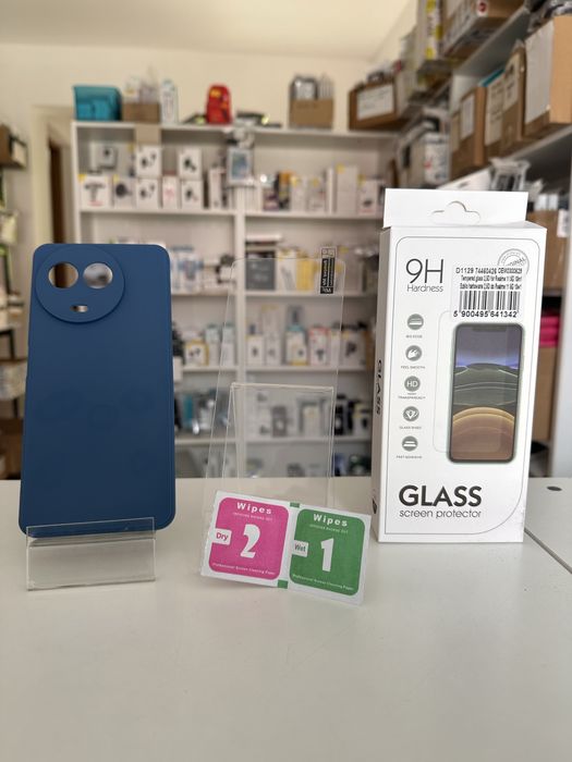 Etui Plecki matt ciemnoniebieski + SZKŁO do Realme 11 5G