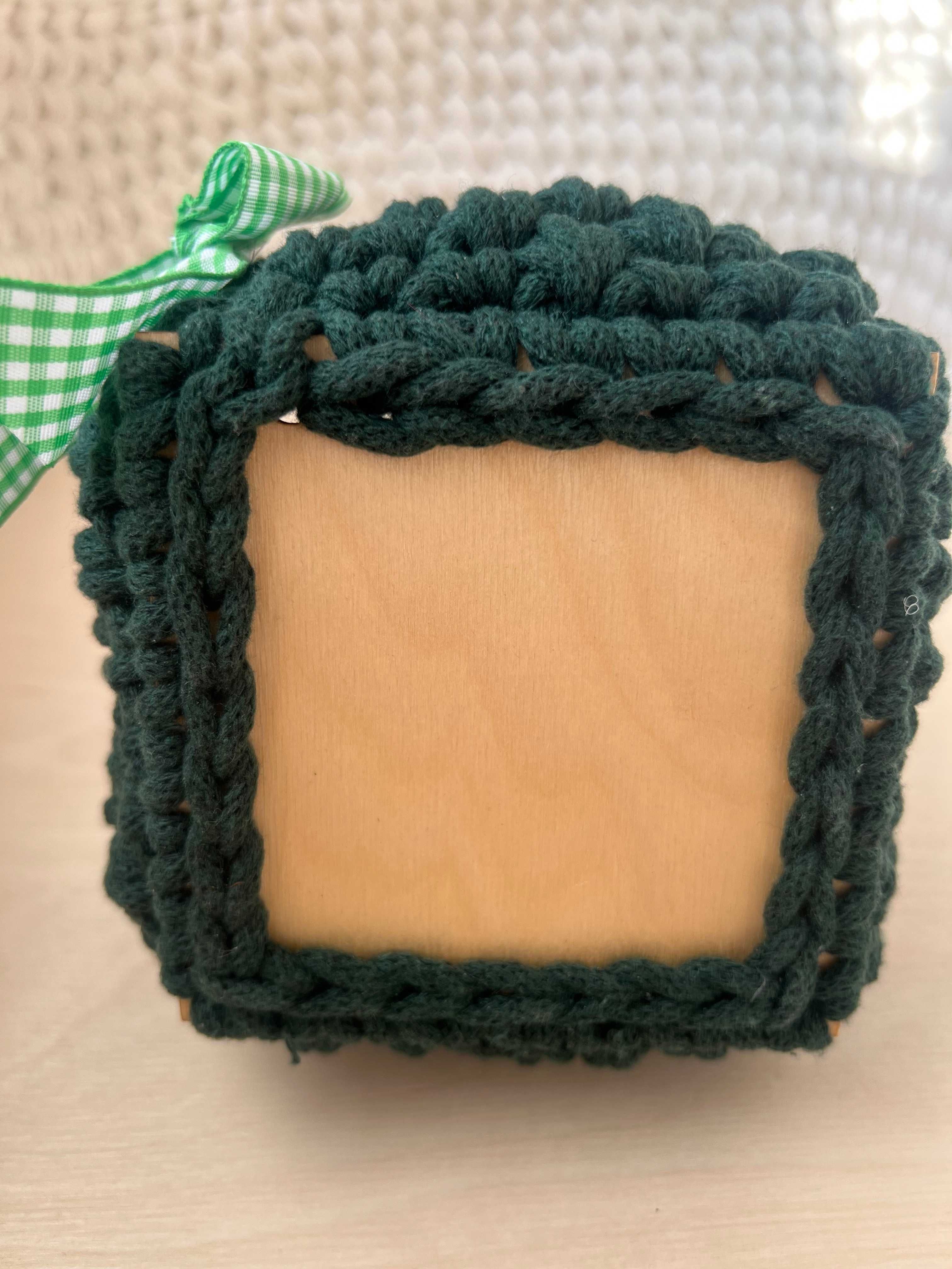 Wielkanocny wiosenny koszyczek ze sznurka, ciemna zieleń, handmade