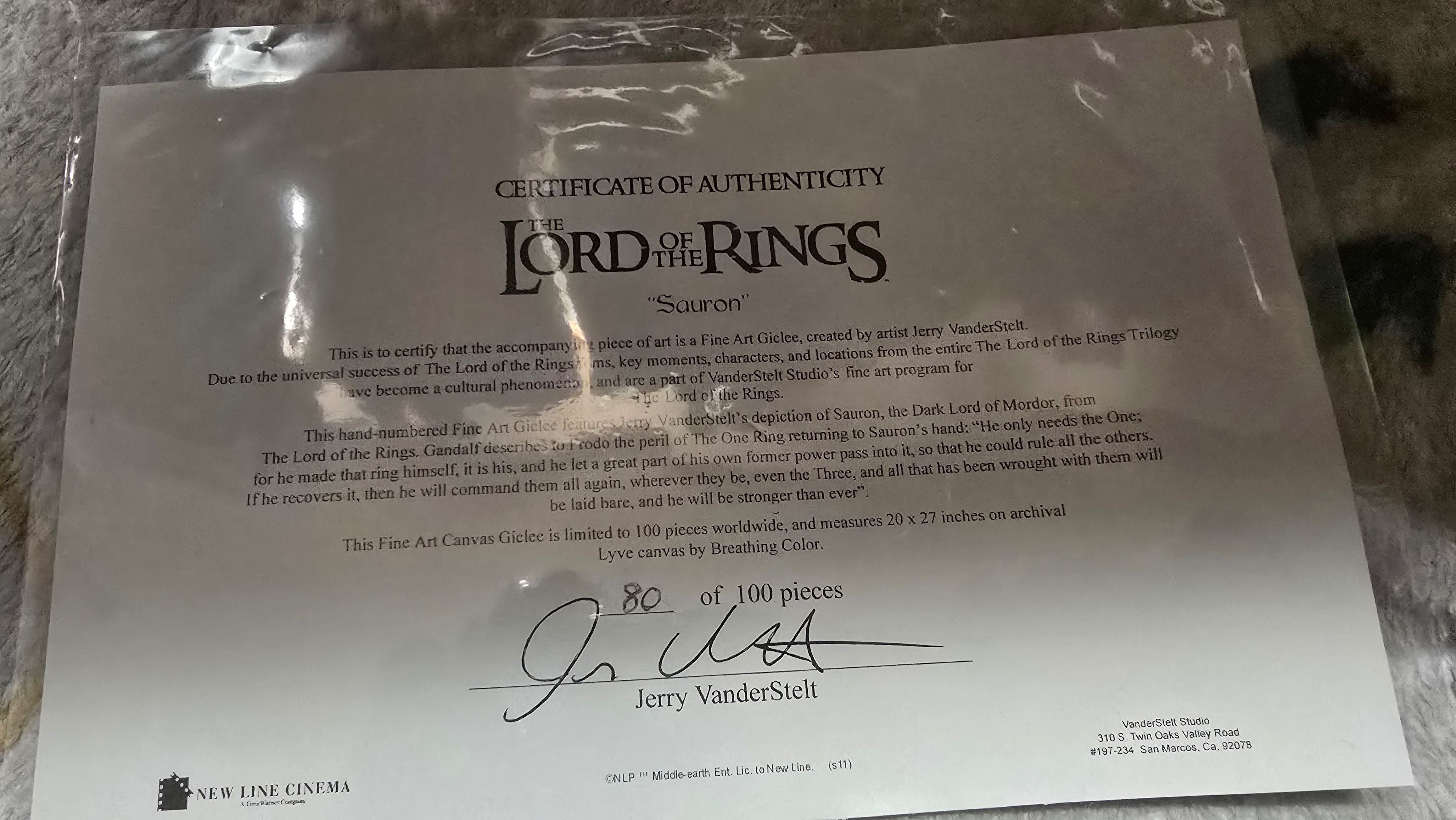 The Lord Of The Rings - Sauron by Jerry Vanderstelt Art Print