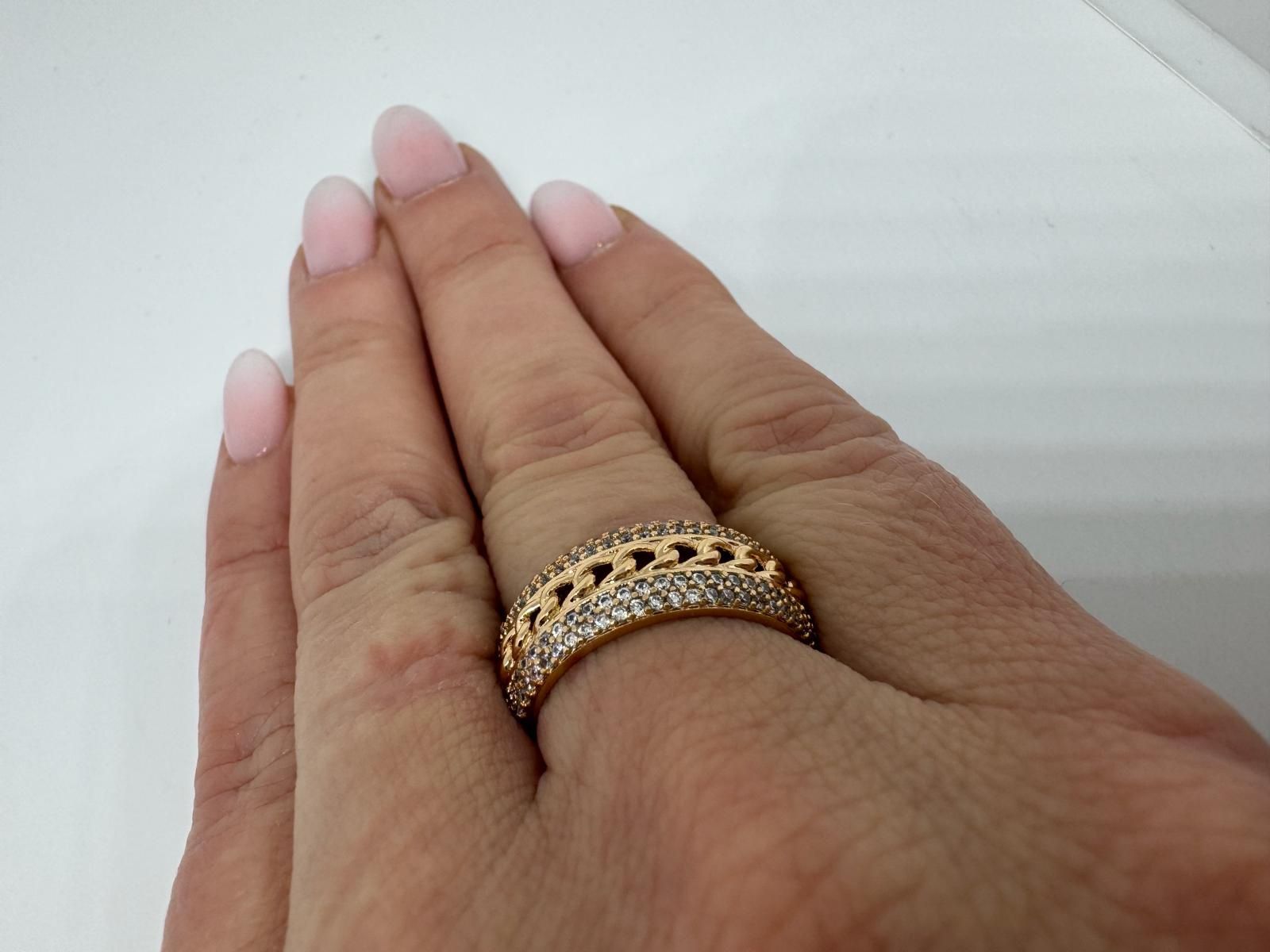 Pięknie zdobiony pierścionek / obrączka  Gold Plated 18K