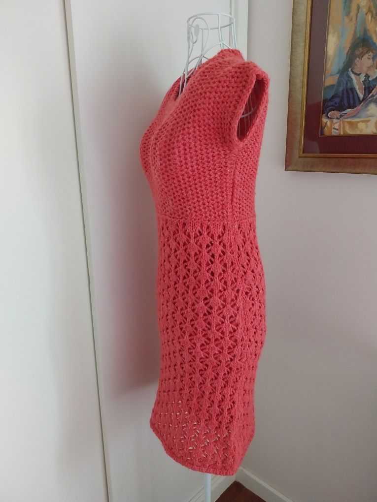 Vestido coral | lã | menina | Benetton | Tamanho 12 anos
