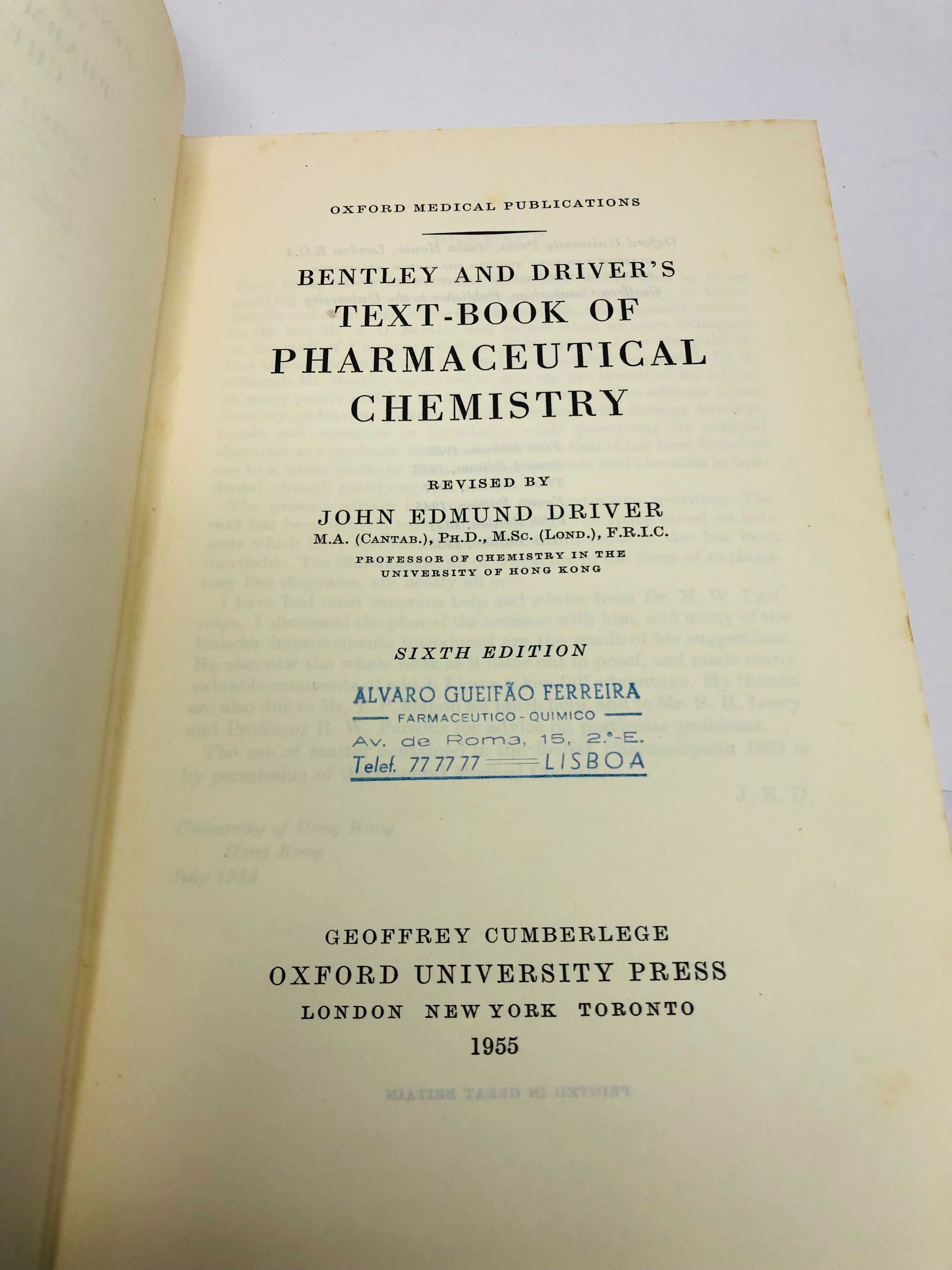 Bentley and Driver's Text-Book of Pharmaceutical Chemistry 1955