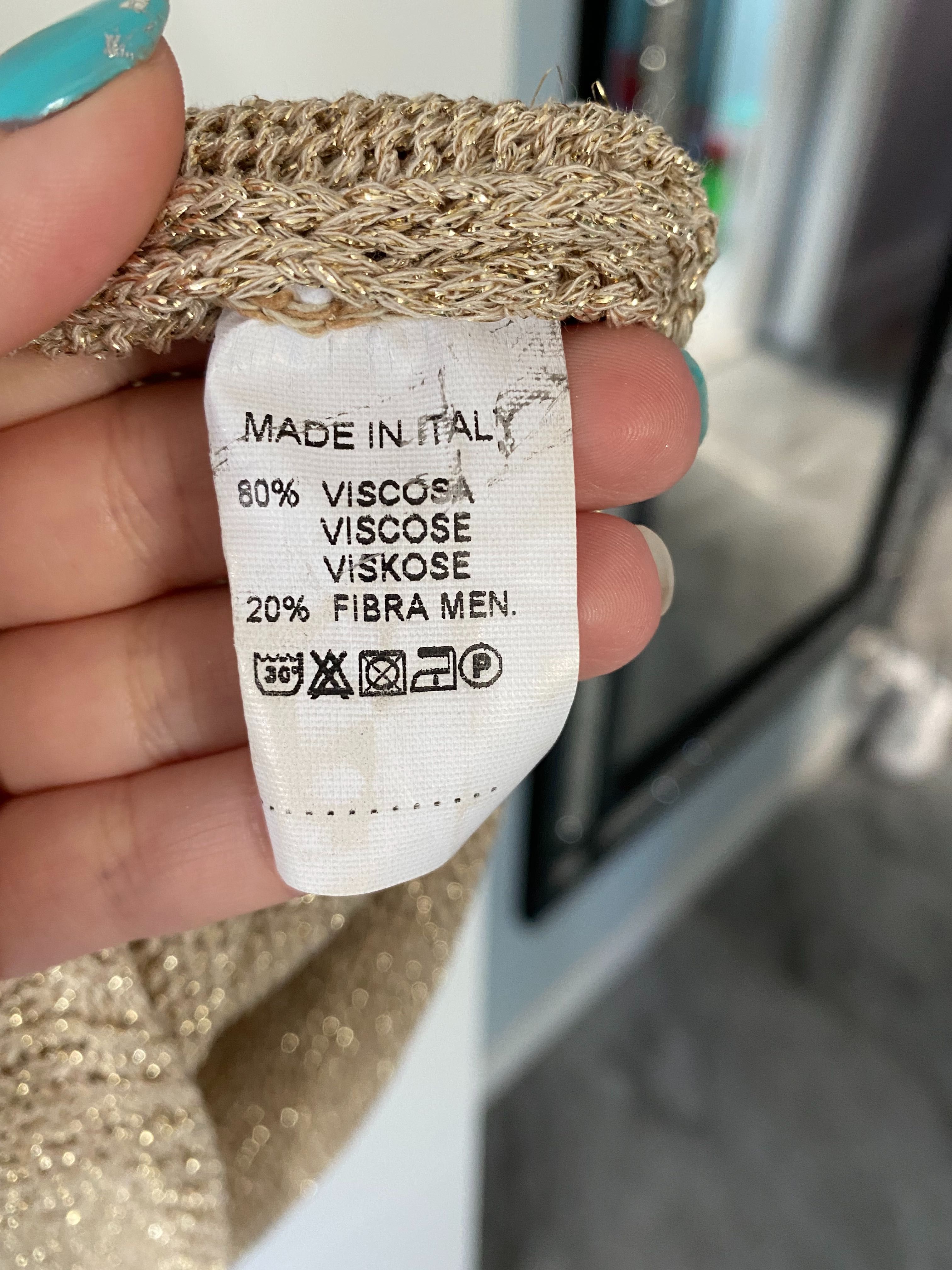 Sukienka złota nitka M 38 łańcuszki impreza randka gold łańcuch dopas