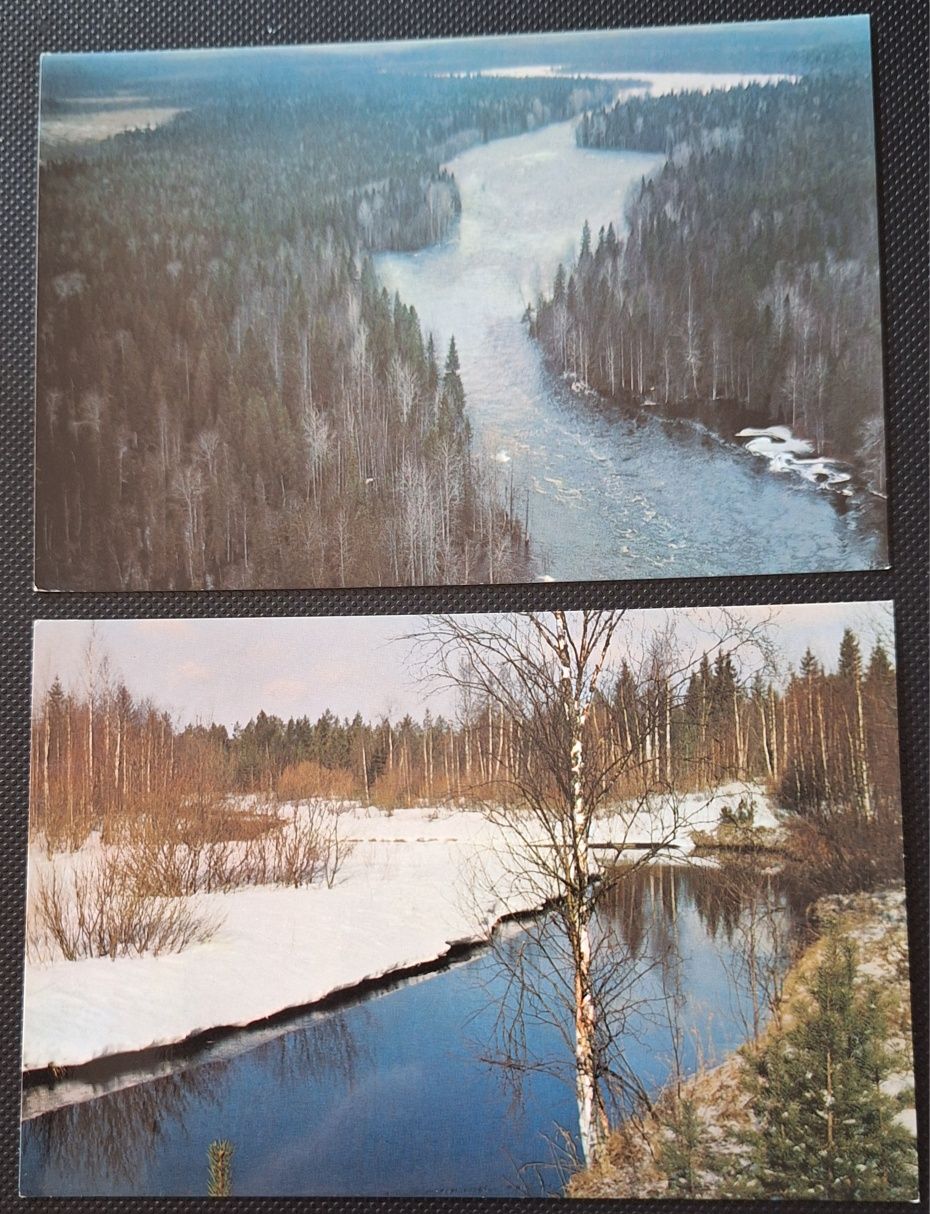 Postais ilustrados a cores paisagens Russia adquiridos na URSS anos 80
