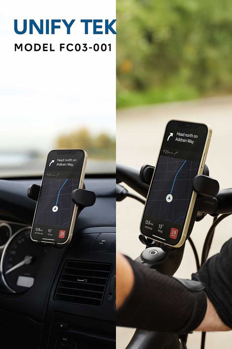 Uchwyt na telefon rowerowy / motocyklowy, na kierownicę, regulowany