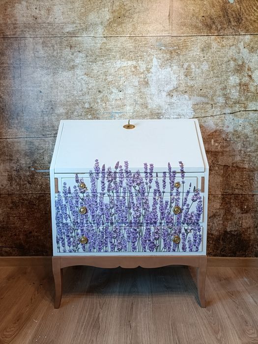 Wyjątkowy drewniany sekretarzyk w stylu francuskim biurko komoda