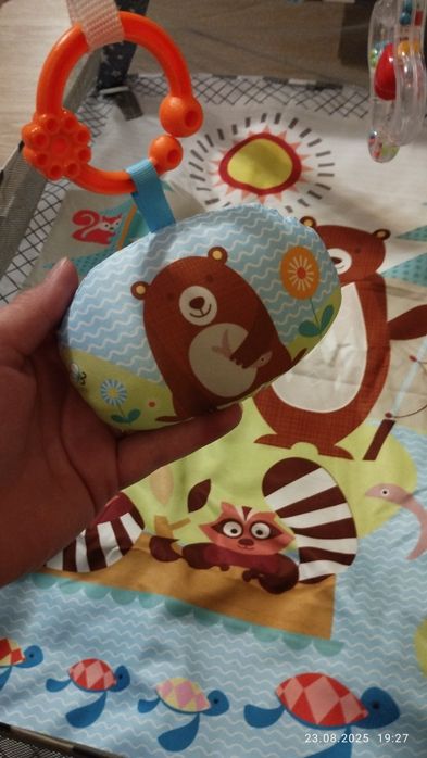 Дитячий ігровий розвиваючий килимок-манеж з дугами , сірий