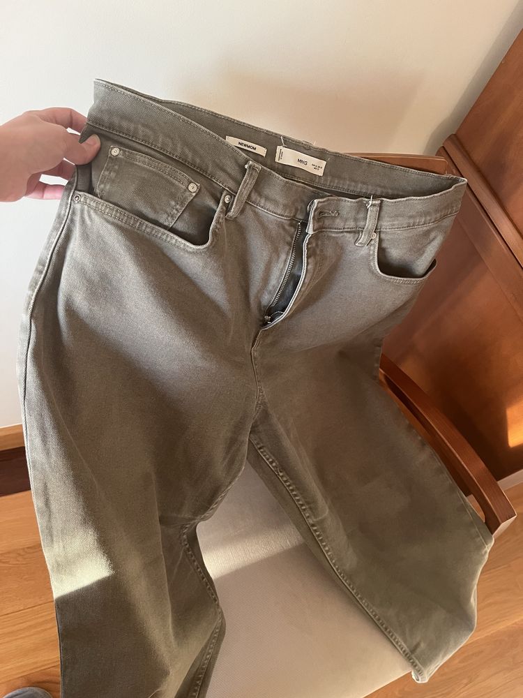 Calças de Ganga Mango Senhora modelo Newmom esverdeadas