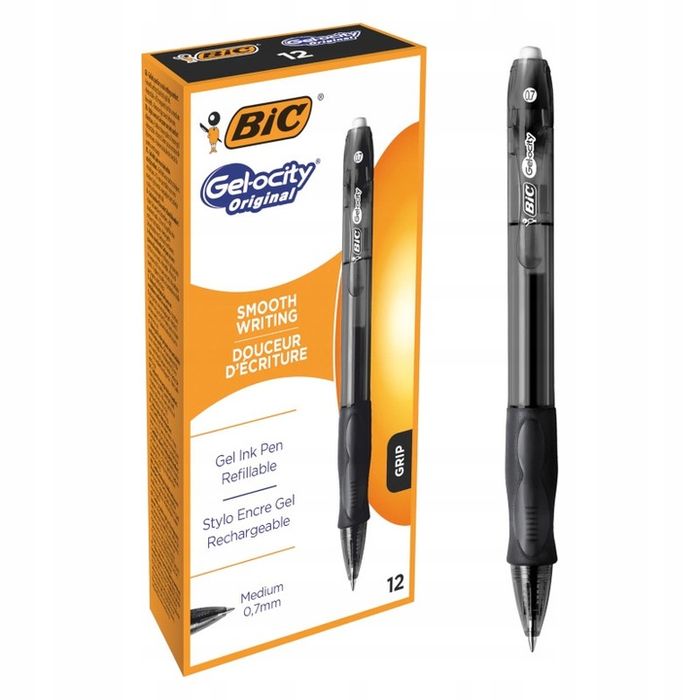 Bic Gel-ocity Original Długopis Automatyczny Żelowy Czarny Zestaw X12