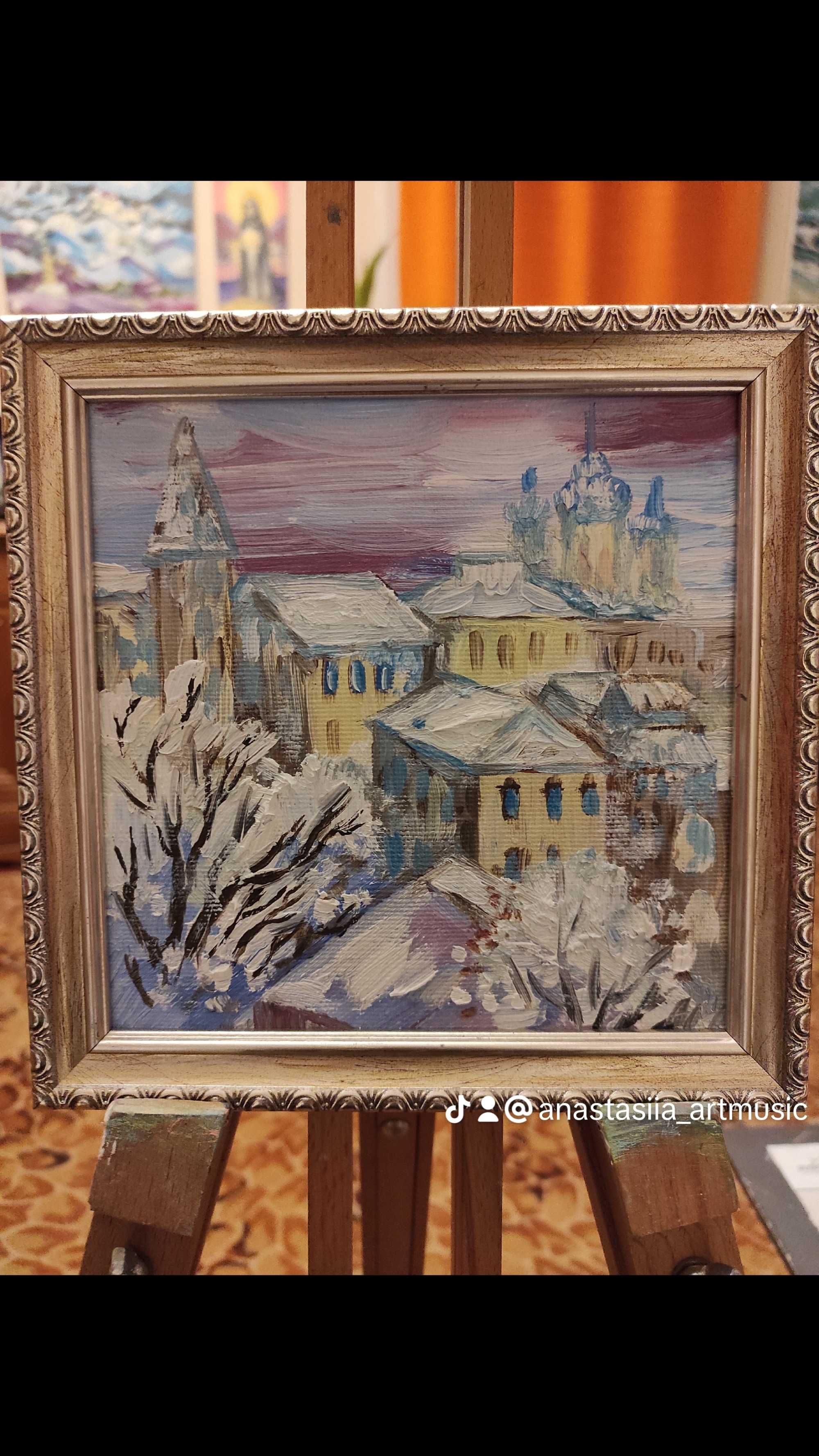 Картина Зима Киев Андреевский спуск