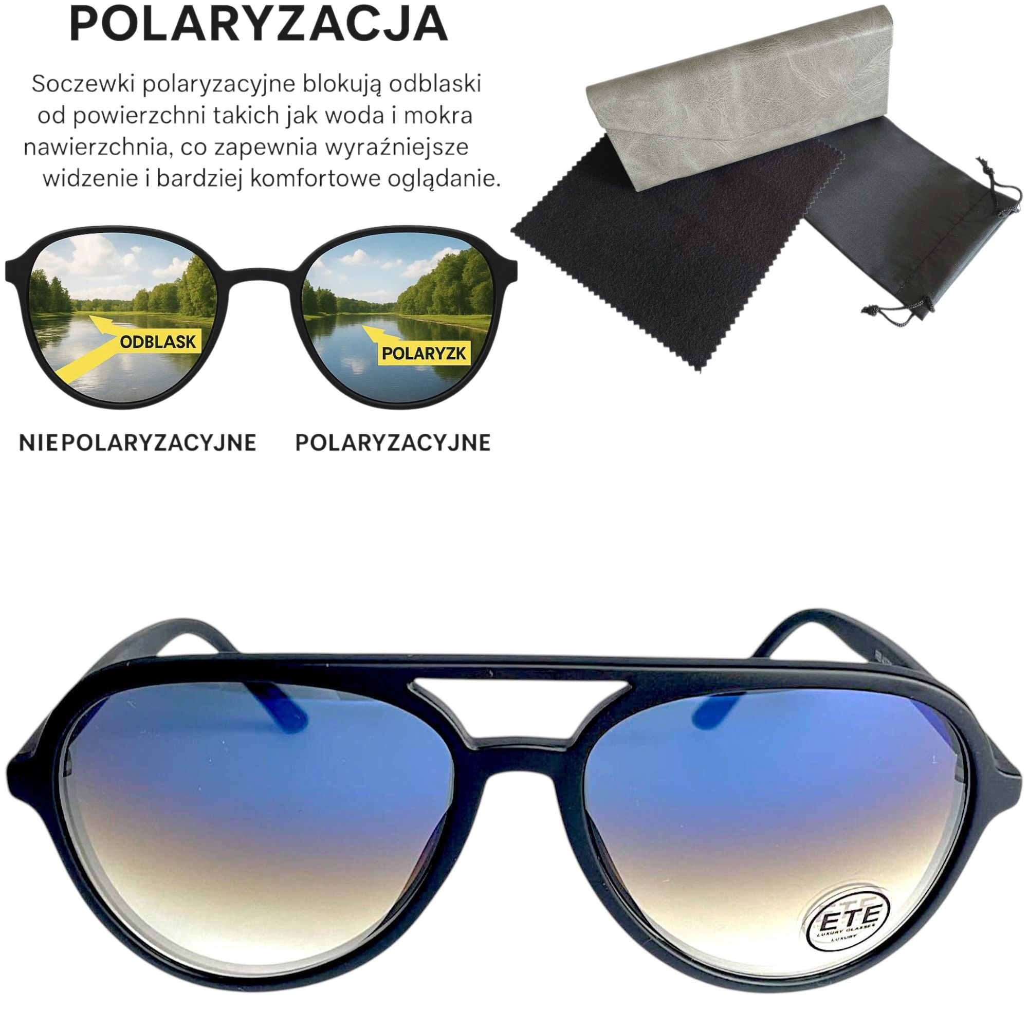 Okulary przeciwsłoneczne i polaryzacyjne Aviator Gradient ETE Unisex U