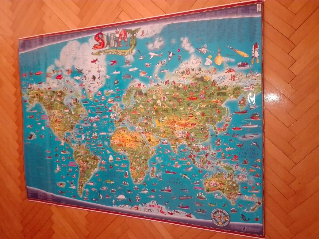 Mapa ścienna "Świat", laminowana, nowa 150/100