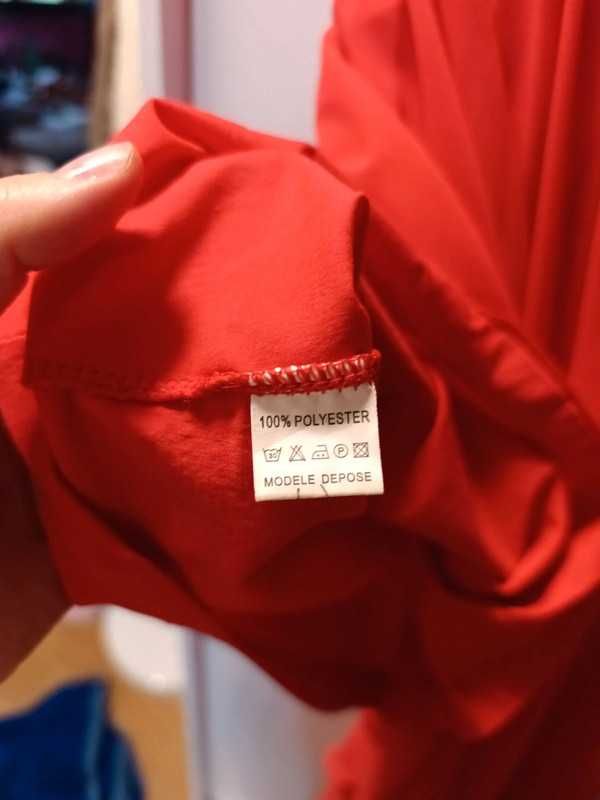 Asymetryczna koralowa sukienka połowinki, studniówka