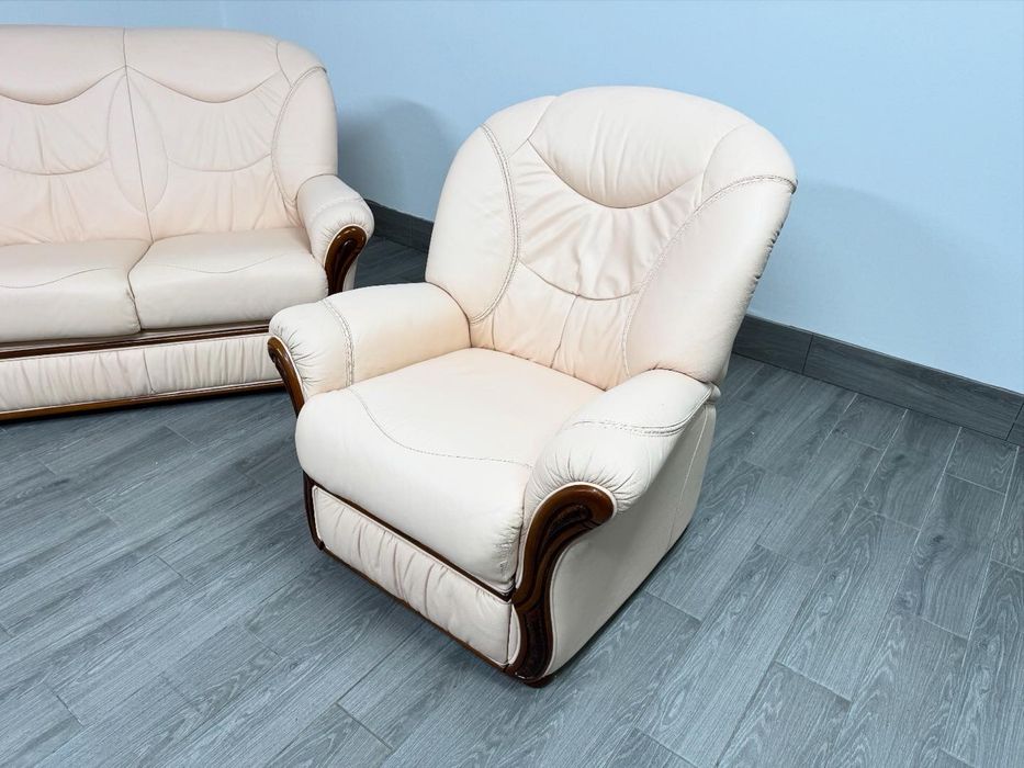 Доставка! Комплект Шкіряний диван та крісло реклайнер