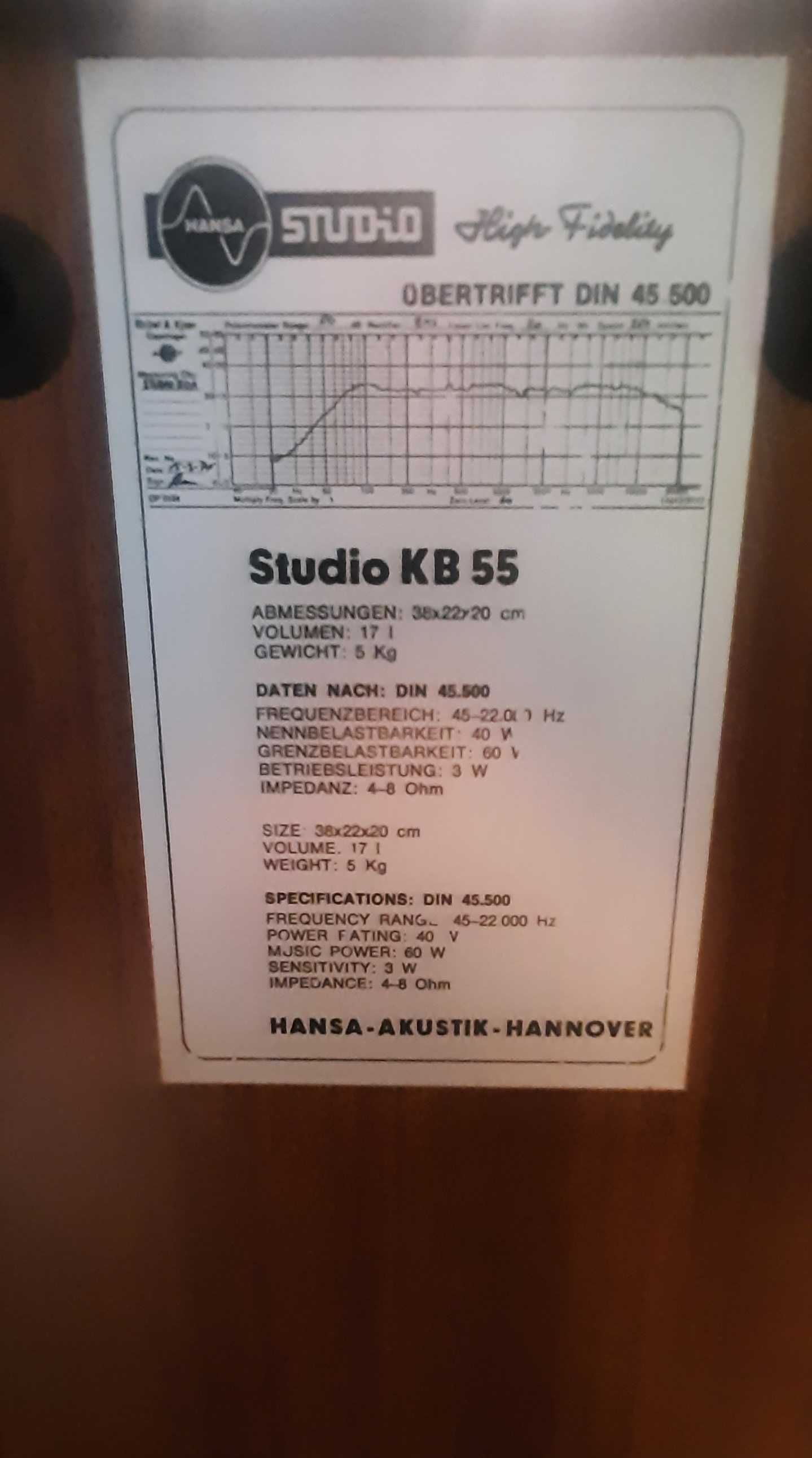 Monitory, glośniki, kolumny Hansa Akustik Studio KB 55