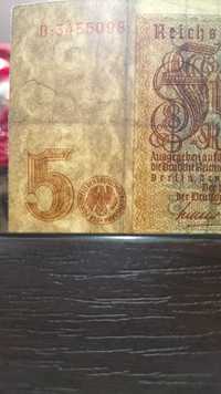 Banknot Niemcy III Rzesza 5 Marek 1942r.Berlin Swastyka