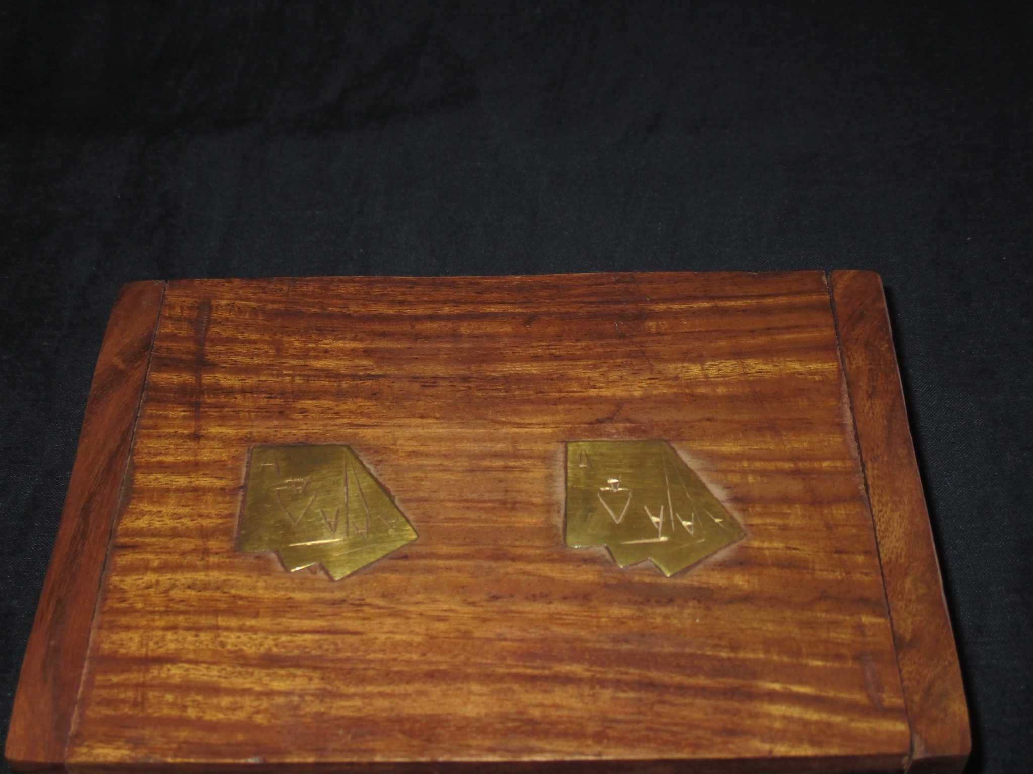 Caixa em Madeira vintage Caixa de Jogo Cartas