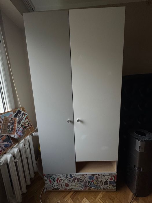 Szafa biało szara 199/90/55 młodzieżowa