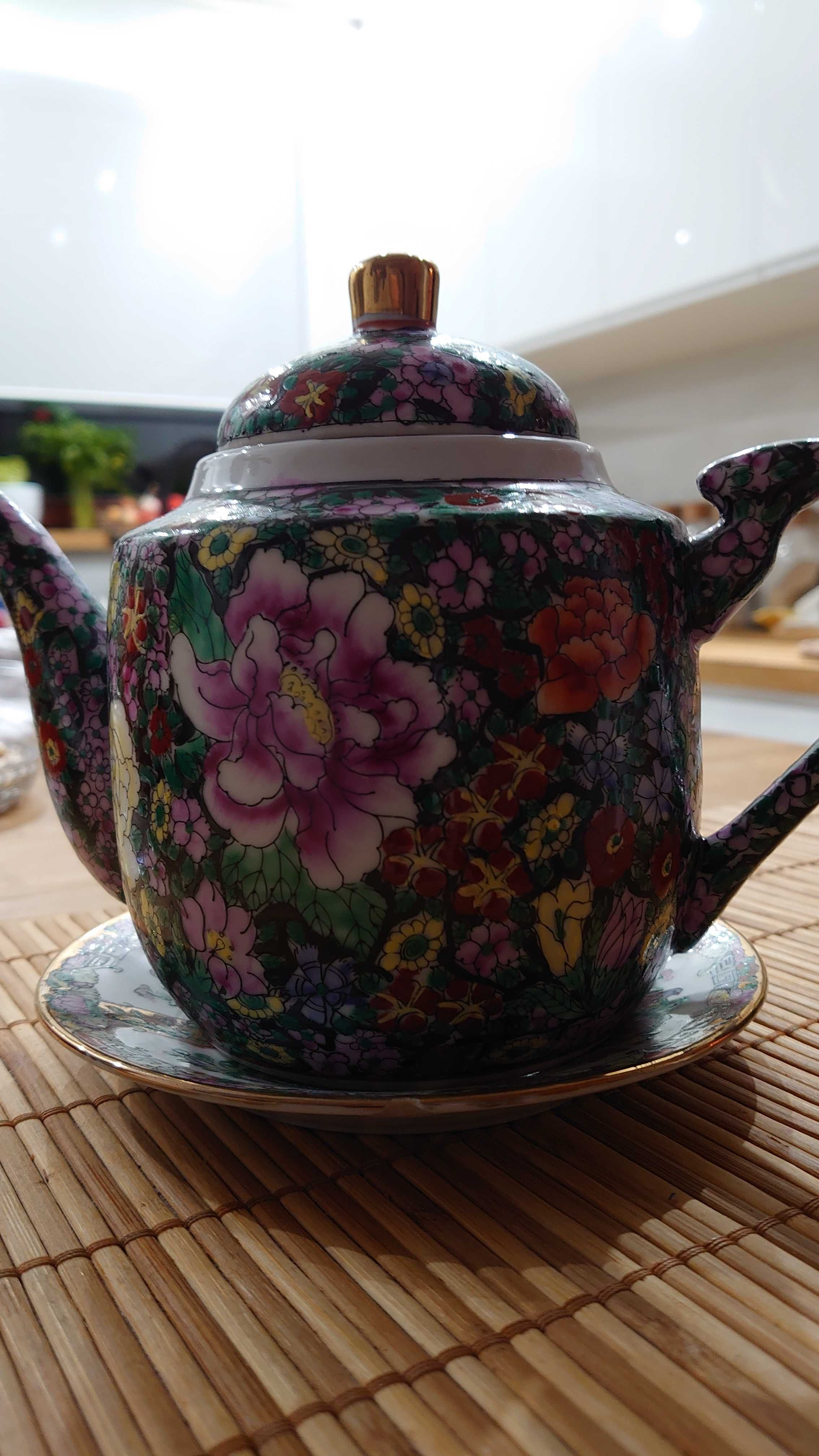 Dzbanek do herbaty chiński lata 70te, ręcznie malowany