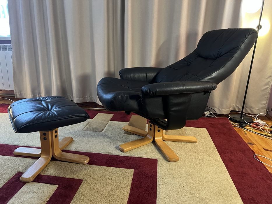 Чорне Крісло Реклайнер з Данії Екошкіра