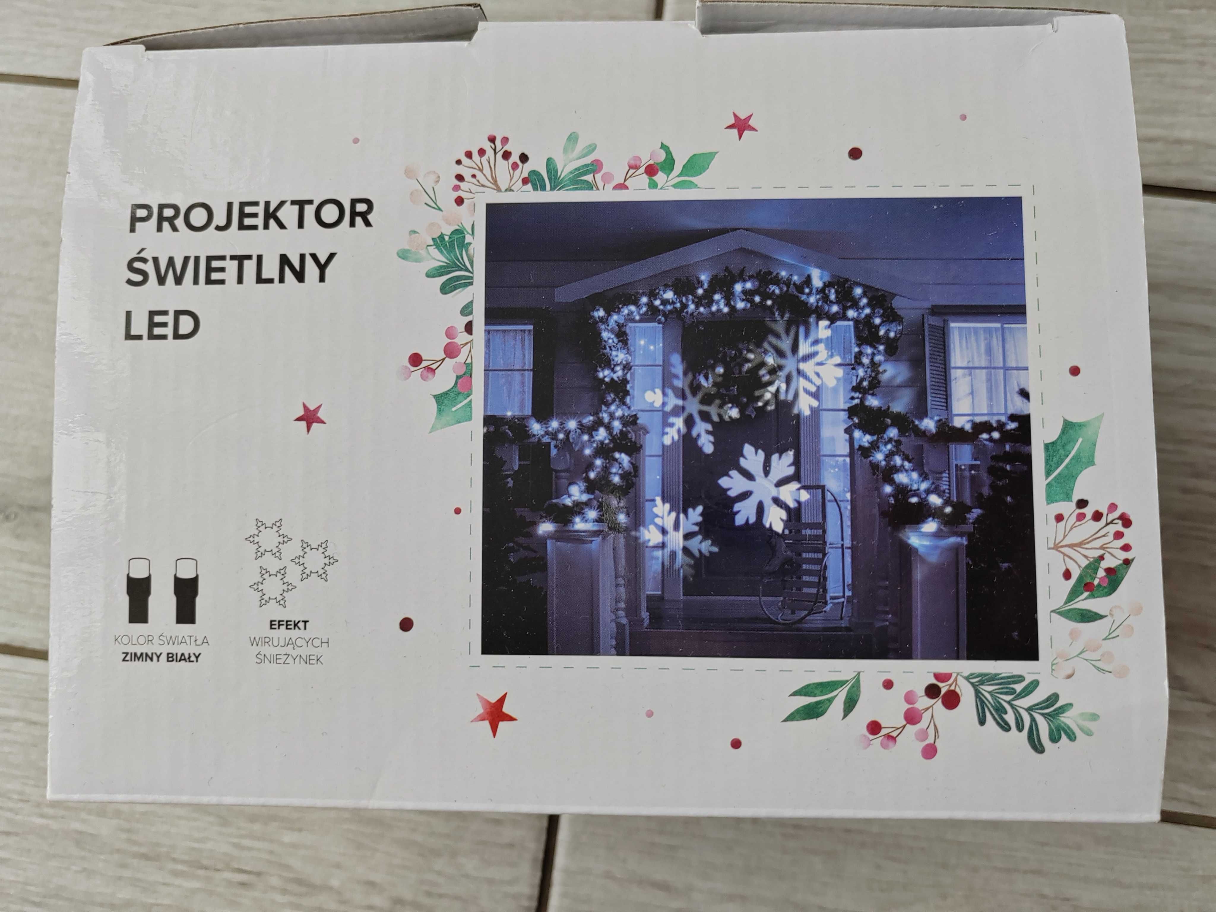 Projektor świetlny rzutnik led wirujące płatki śniegu śnieżynki