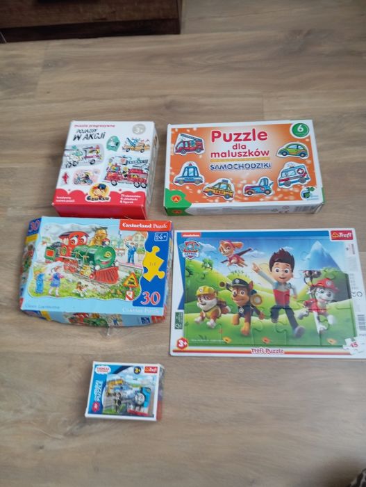 Puzzle zestaw komplet dla chłopca psi patrol czuczu pojazdy auta