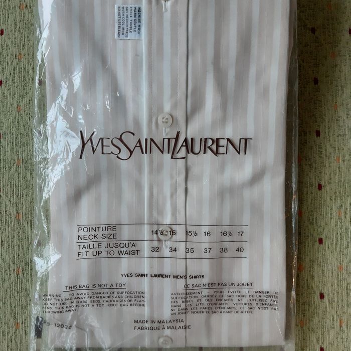 YSL oryginał Nowa koszula z dlugim rękawem biała w paski beżowe meska
