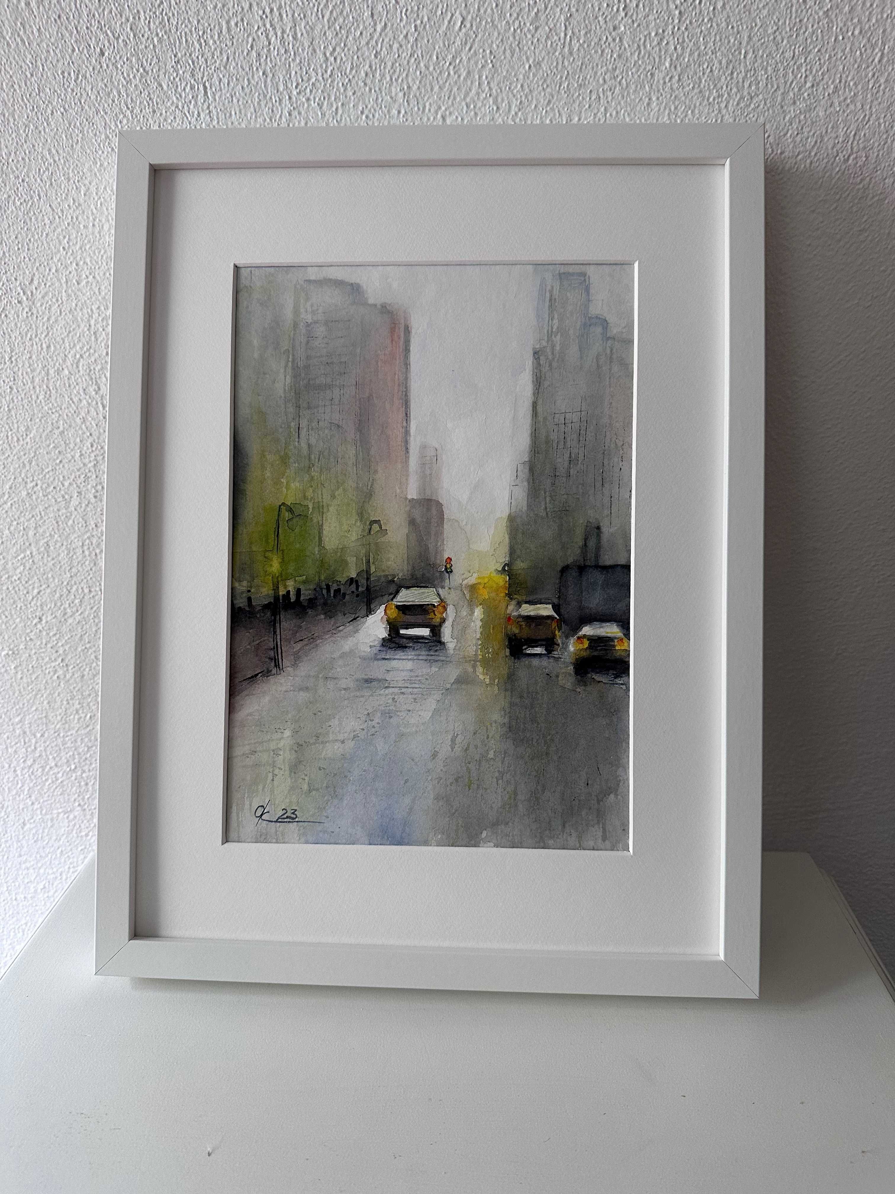 Automóveis urbanos Interior Art Quadro Original Painting City Cars