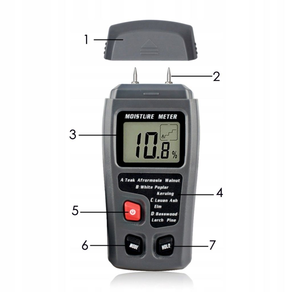 Higrometr Miernik inwazyjny wilgotnościomierz do drewna 0-99 %