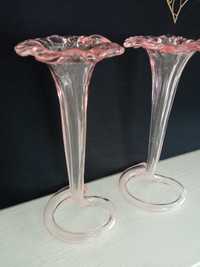 Murano włoskie szkło świeczniki różowe kwiaty wazoniki szkło kolorowe