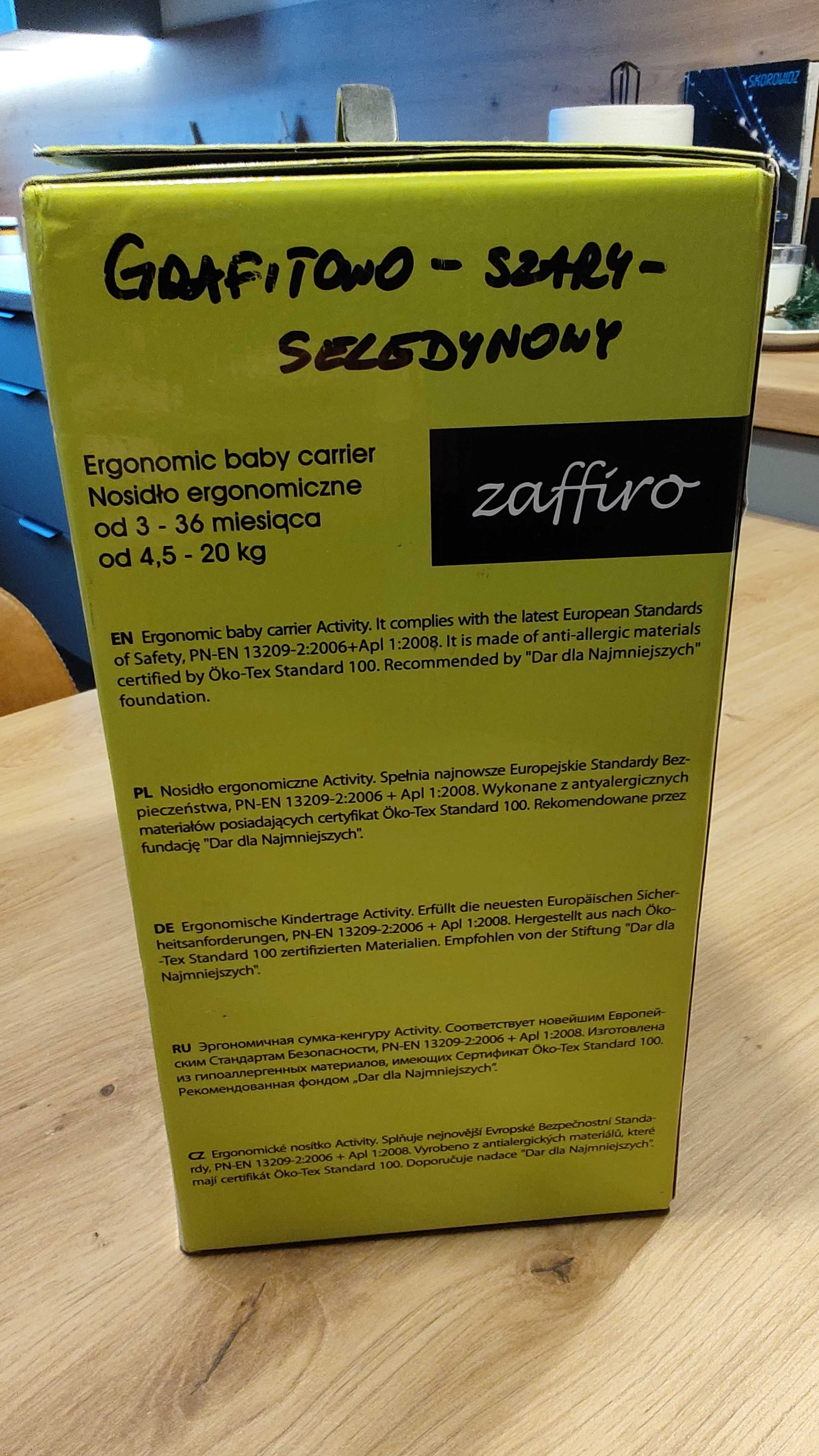 nosidło zaffiro grafitowo szary ergonomics od 4,5 do 20 kg . 2 szt