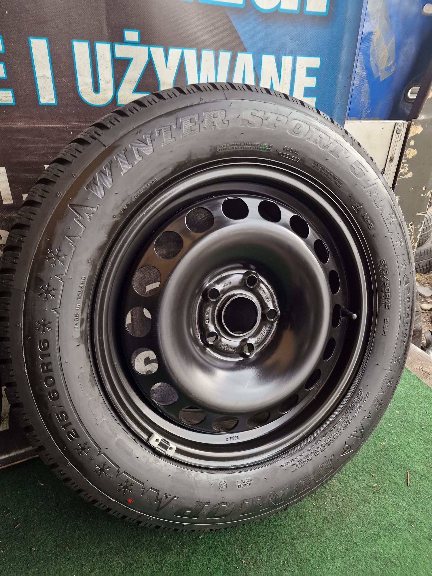 Koła zimowe 16 5×112 Vw Audi Skoda Seat 215/60/16 Dunlop Nowe 10mm Org