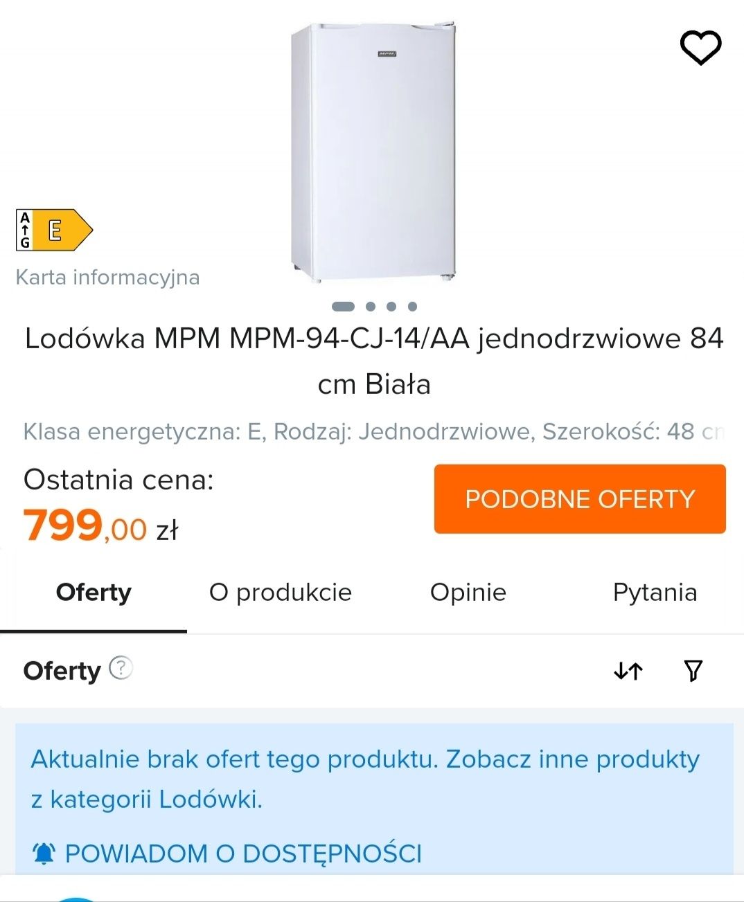 Lodówka MPM 94 CJ 14AA 84CM