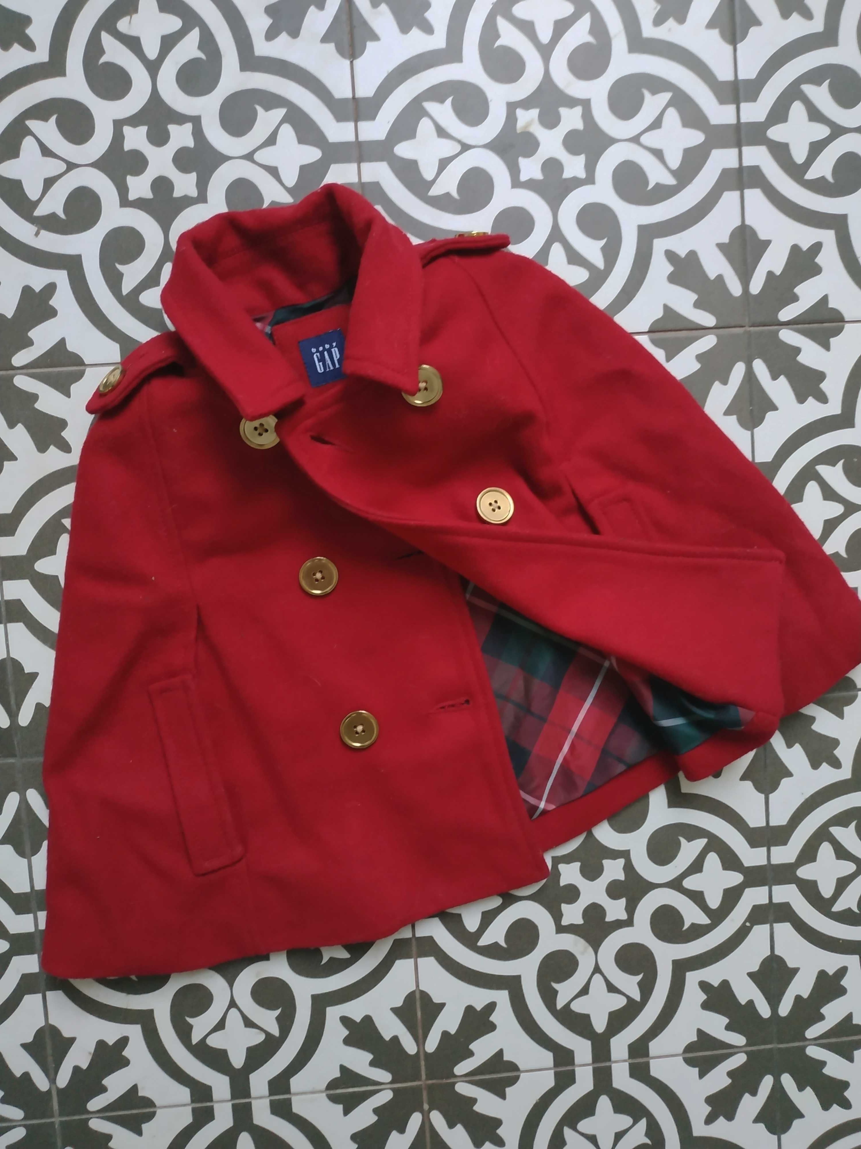 Baby GAP piękną bordowa pelerynka na podszewce 50% wool 3 lata