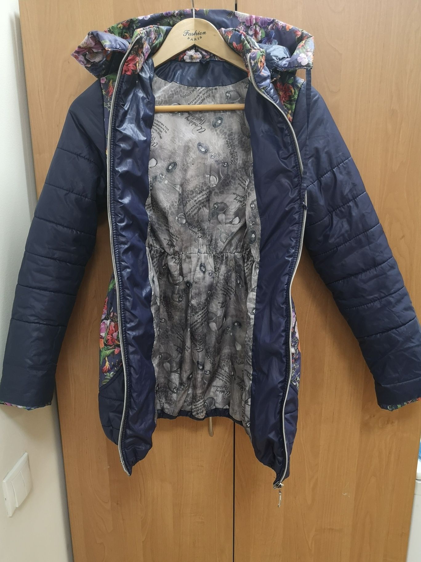 Синяя куртка пальто осенняя весенняя демисезонная 10-12лет