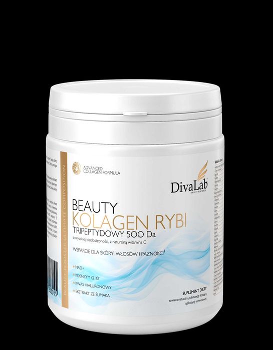 Kolagen rybi 500 Da tripeptydowy ze śluzem ślimaka i NAD+, Q10