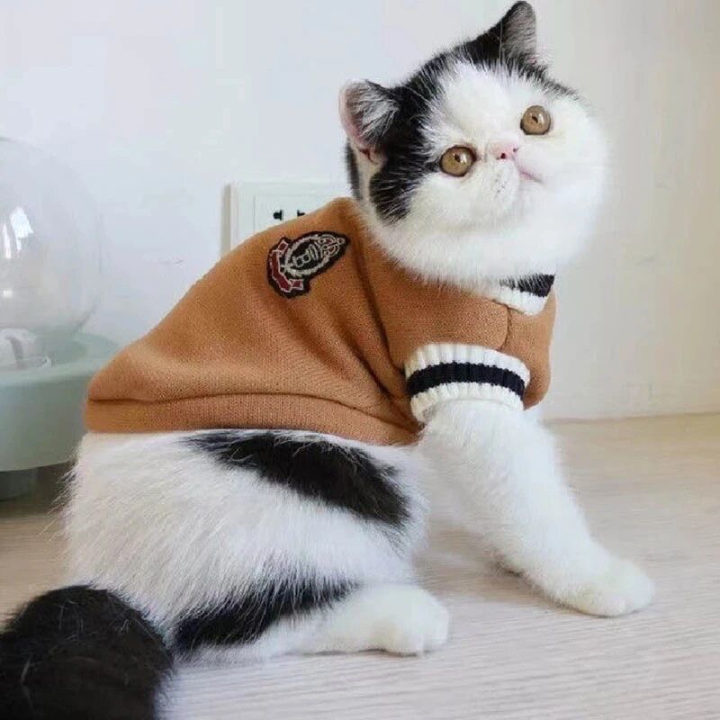 Кофта флис свитер вязаная кот собака одежда для животного жилетка