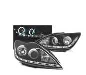 FARÓIS LED DAYLIGHT LED PARA FORD FOCUS II ANGEL EYES CCFL 02.2008 2010 BLACK PRETO