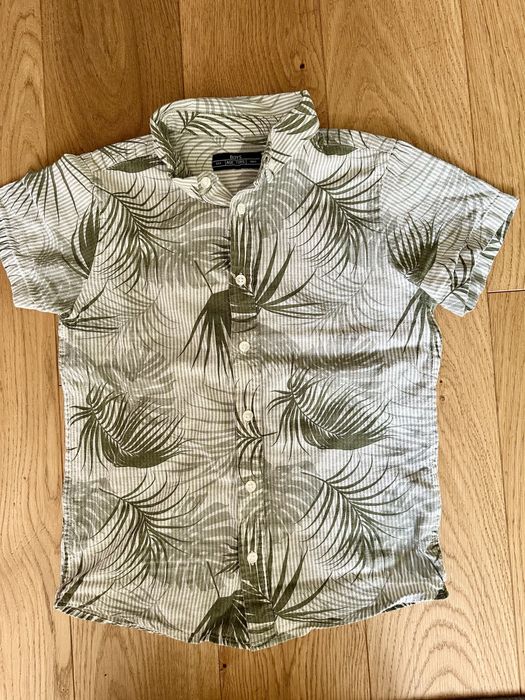 Nowa koszula bawełna-len rozm.128 liście rośliny