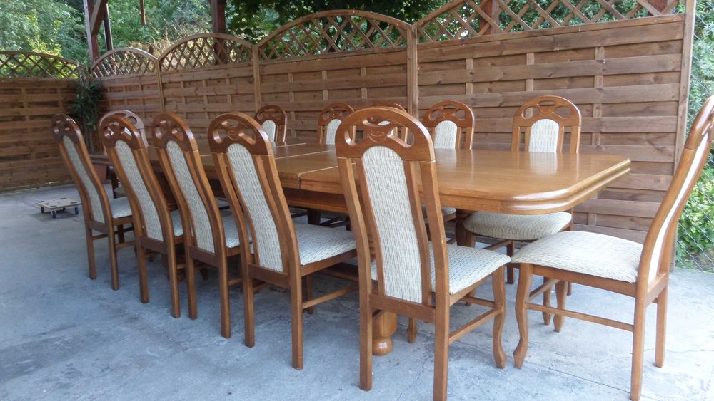 piękny duży masywny dębowy stół 12 krzeseł stan bdb wysyłka dowóz