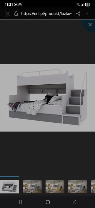 Łóżko piętrowe JSM-3 ze schodami - grafit