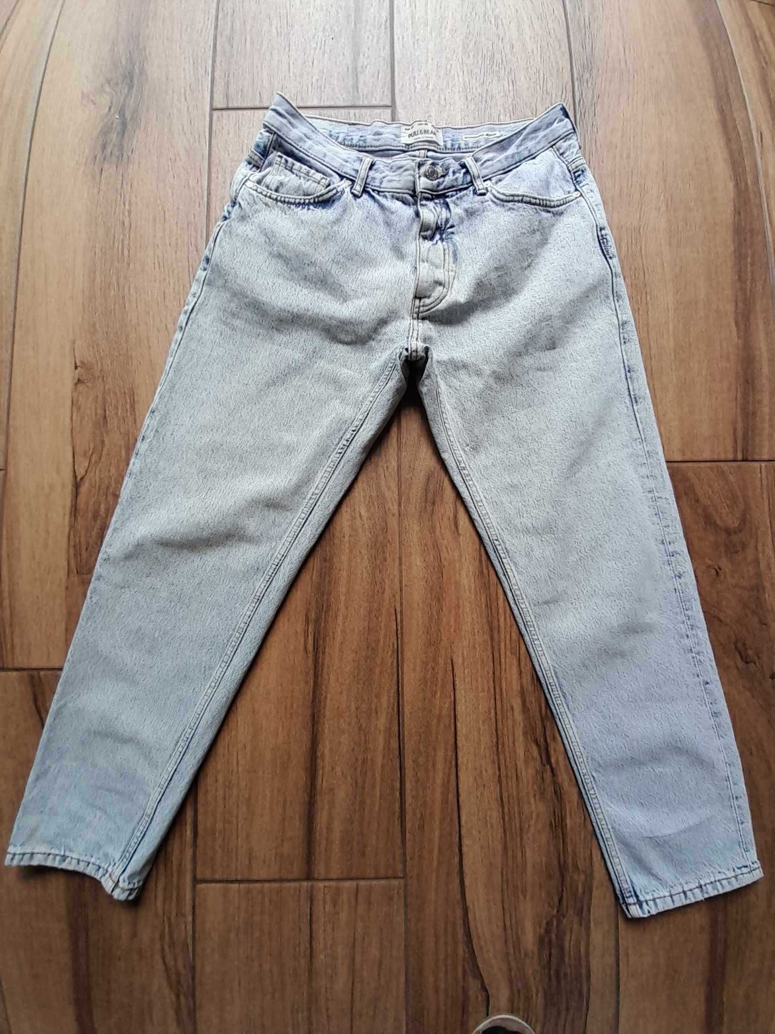 Spodnie męskie PULL&BEAR typu standard, błękitne - stan idealny