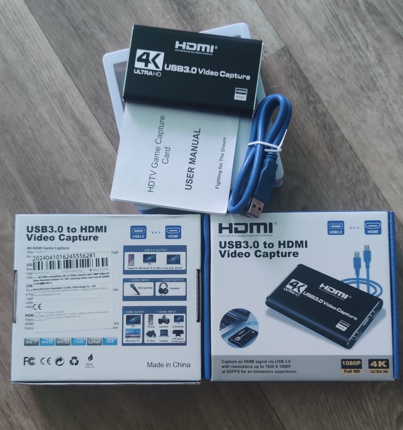 Карта видео захвата внешняя USB 3.0, HDMI 4K, 60 Гц, видео, аудио. HD