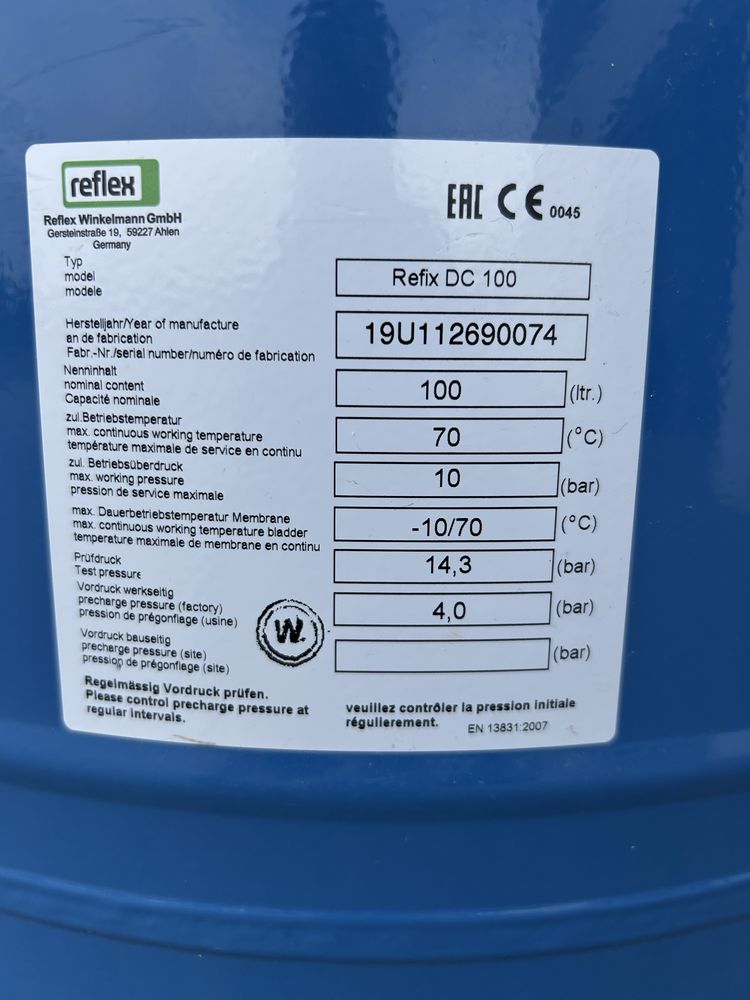 Zbiornik przeponowy Reflex 100l